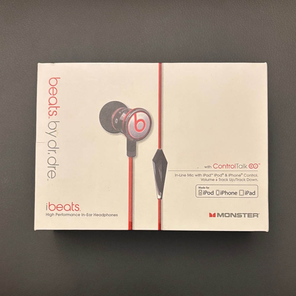 Beats by Dre Red and Black Earbud Headphones
